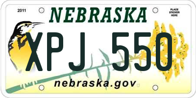 NE license plate XPJ550