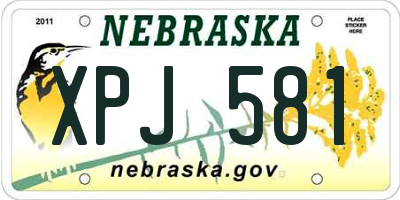 NE license plate XPJ581