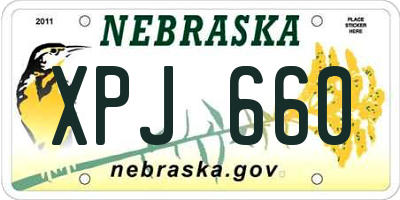 NE license plate XPJ660