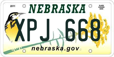 NE license plate XPJ668