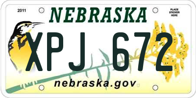 NE license plate XPJ672