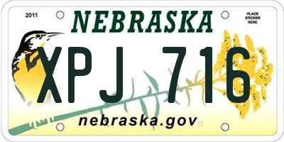 NE license plate XPJ716