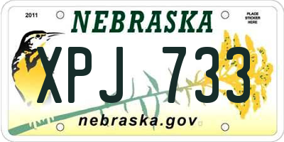 NE license plate XPJ733