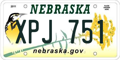 NE license plate XPJ751