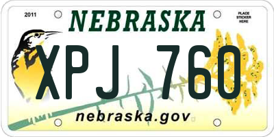 NE license plate XPJ760
