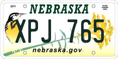 NE license plate XPJ765