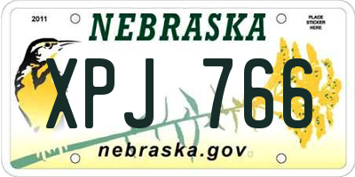 NE license plate XPJ766