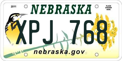 NE license plate XPJ768