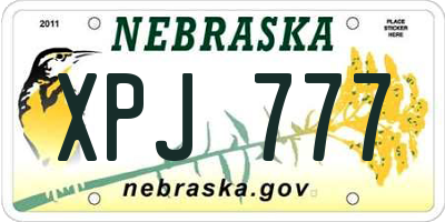 NE license plate XPJ777