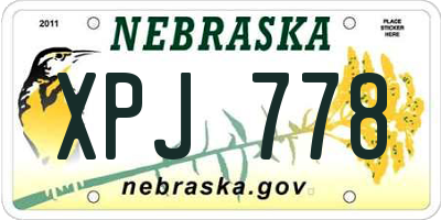 NE license plate XPJ778
