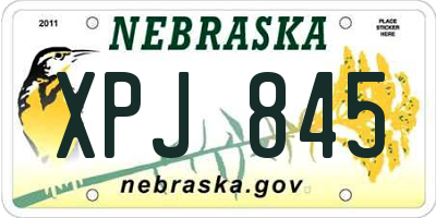 NE license plate XPJ845