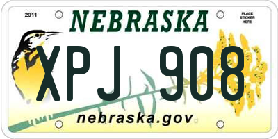 NE license plate XPJ908