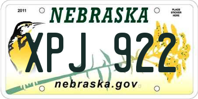 NE license plate XPJ922