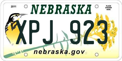 NE license plate XPJ923