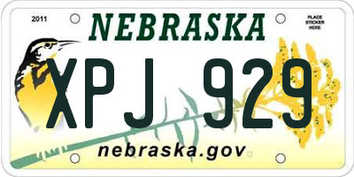 NE license plate XPJ929
