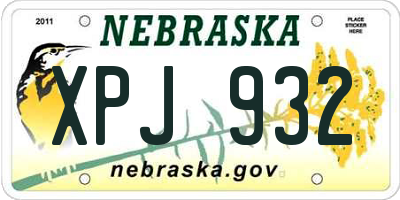 NE license plate XPJ932