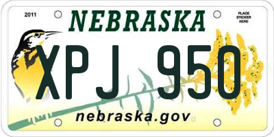 NE license plate XPJ950