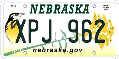 NE license plate XPJ962