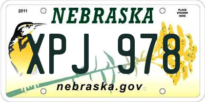 NE license plate XPJ978