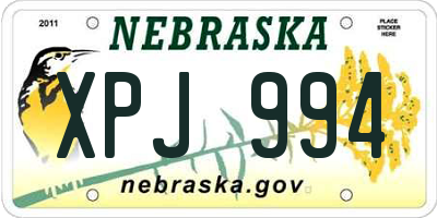 NE license plate XPJ994