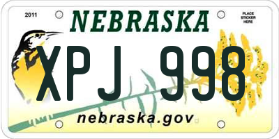 NE license plate XPJ998