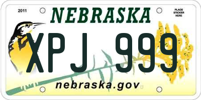 NE license plate XPJ999
