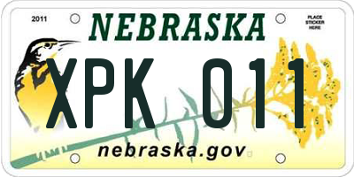NE license plate XPK011