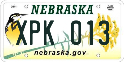 NE license plate XPK013