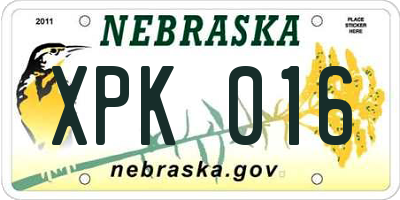 NE license plate XPK016