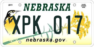 NE license plate XPK017