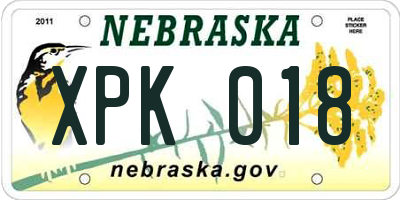 NE license plate XPK018
