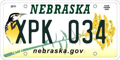 NE license plate XPK034