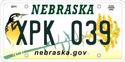 NE license plate XPK039