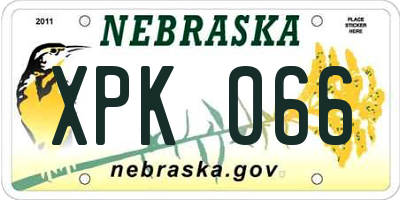 NE license plate XPK066