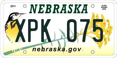 NE license plate XPK075