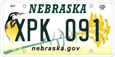 NE license plate XPK091