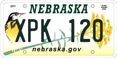 NE license plate XPK120