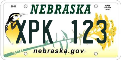 NE license plate XPK123
