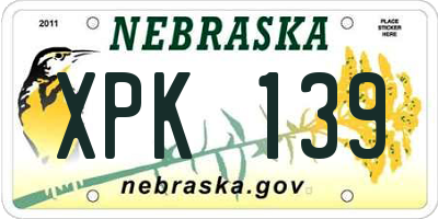 NE license plate XPK139
