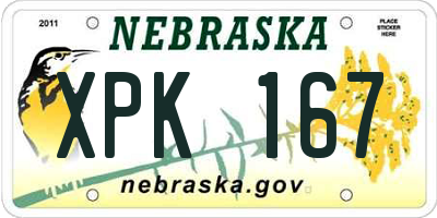 NE license plate XPK167