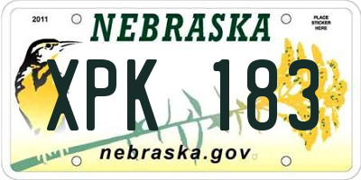NE license plate XPK183