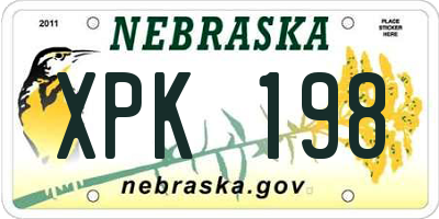 NE license plate XPK198