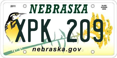 NE license plate XPK209
