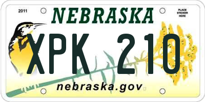 NE license plate XPK210