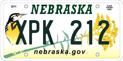 NE license plate XPK212