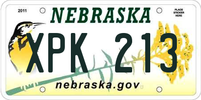 NE license plate XPK213