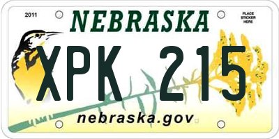 NE license plate XPK215