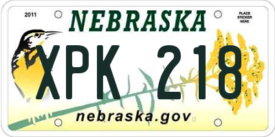 NE license plate XPK218