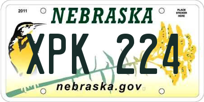 NE license plate XPK224