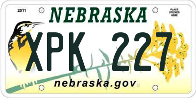 NE license plate XPK227